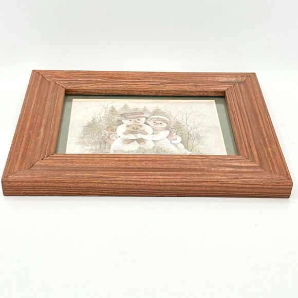 Vintage Pat Richter “The Gathering” Snowman & Teddy Bears Matted & Framed Print - Picture 5 of 5